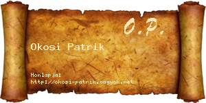 Okosi Patrik névjegykártya